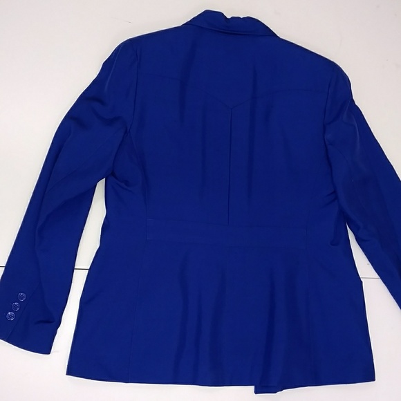 Silk Suit Pantsuit Blazer Jacket & Skirt Rich Cobalt Blue Vintage 90s Y2K 3 pc's - Picture 8 of 8